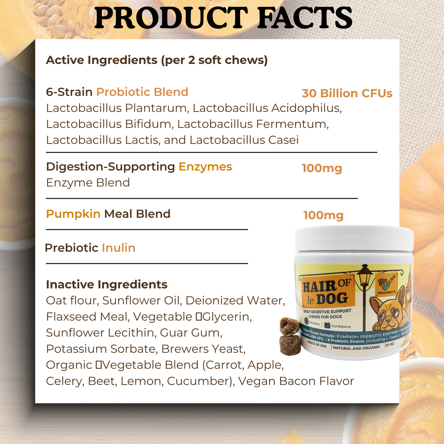 Hair of le Dog - Canine Digestive Health Probiotic Chews 10oz