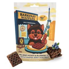 Barkfast Waffles - Soft Dog Jerky with Lamb, Sweet Potato, and Blueberry. All-Natural, Limited Ingredient Treats